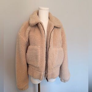 Thread & Supply Taupe Teddy Jacket with Zip Front